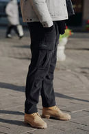 Spring Oversize Warm Fleece Liner Corduroy Cargo Pants Trousers