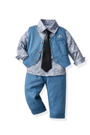 Children Floral Bowtie Shirts vest trousers Toddler Boy Formal Suit Kids Clothing Sets