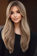 Light Brown Wig with Bangs Long Body Wavy Wigs for Women Heat Resistant Fiber Fake Hair Daily