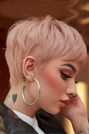 Pink Short Straight Pixie Bob Hair Wig for Women in Coral Pink Glueless Layered Pixie Human Hair