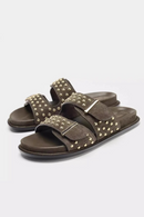 Metal Rivet Decoration Flat Sandals Women Luxury Designer Belt Buckle Platform Slippers Comfortable Casual Beach Shoes