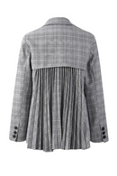 Women Plaid Double Breasted Pleated Elegant Blazer Jacket Fashion Spring Autumn