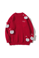 Sweater Men Casual Loose Pullovers Santa Claus Patch Knitted Jumper Sweaters Streetwear
