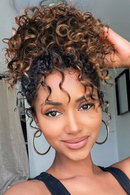 Hair Piece Elastic Drawstring Loose Wave Curly Hair Buns Hair Piece Extensions For Women Dark Brown