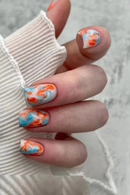 24Pcs Mid-length Ballet False Nails Press on Halo Dyeing Design Fake Nails Wearable Square Nail Art Tips