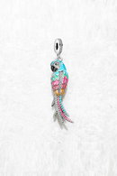 Striking Parrot Pendant 925 Sterling Silver Dangle Charm Women Fine Jewelry
