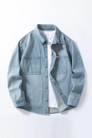 Men's versatile thin non-stretch denim loose-fitting shirt