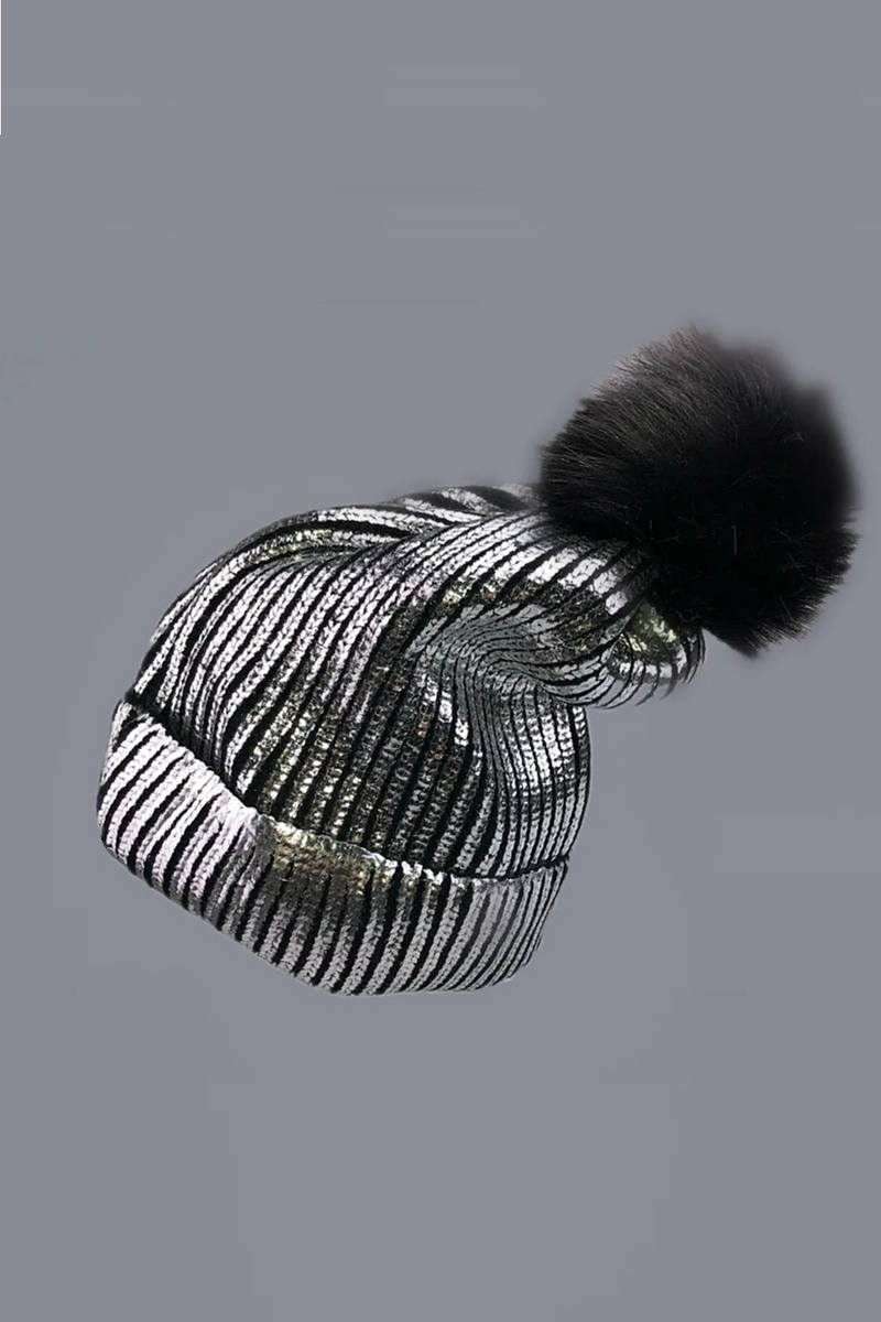 Women Winter Gold Silver Women Knitwear balaclava hair ball winter cap hats for women beanie hats