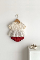 Baby Girl Summer Outfit Set Girls Summer Hollow Lace Top+baggy Pants Two-piece Set