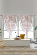 Pink Floral Lace Ruffled Sheer Balloon Curtain Light Filtering