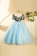 Princess Evening Gown Pearls Design Kids Birthday Party Wedding Girl Dress
