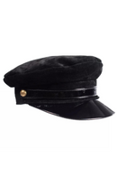 Winter Leather Hats Patent Leather Panelled Flat Student Caps Newsboy Beret