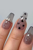 Reusable Spice Glitter False Nail Gilt Flower Smudging Love Press on Nails for Women Girl