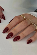 Long Almond False Nails Blue Cherry Press on Nails Fake Nails DIY Manicure Detachable Nail Tips