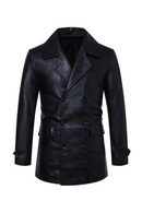 Men Leather Jacket Urban Retro Mid-length Belt PU Leather Coat Autumn Winter Motorcycle Leather Jacket