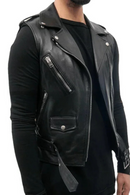 Leather Camisole Knight Costume Men Medieval Leather Armor Sleeveless Vest Top Lace Up Leather Waistcoat