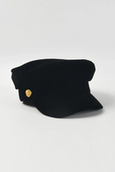 Women Stylish Black Velvet Octagonal Hat Flat Top Visor Caps