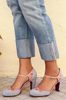 women summer square heel buckle strap round toe women shoes casual party wedding ladies pumps