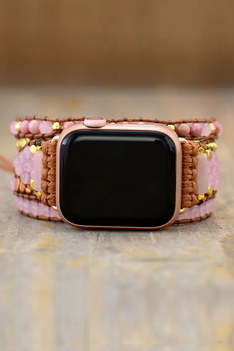 High End Natural Stone Smart Watch Band Beads Boho IWatch Strap Wrist Armband Bracelet
