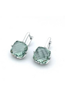 Natural Green Amethyst Earring Sterling 925 Silver Cushiom Cut 10mm 7Ct Fine Jewelry for Women Lady Party Gift