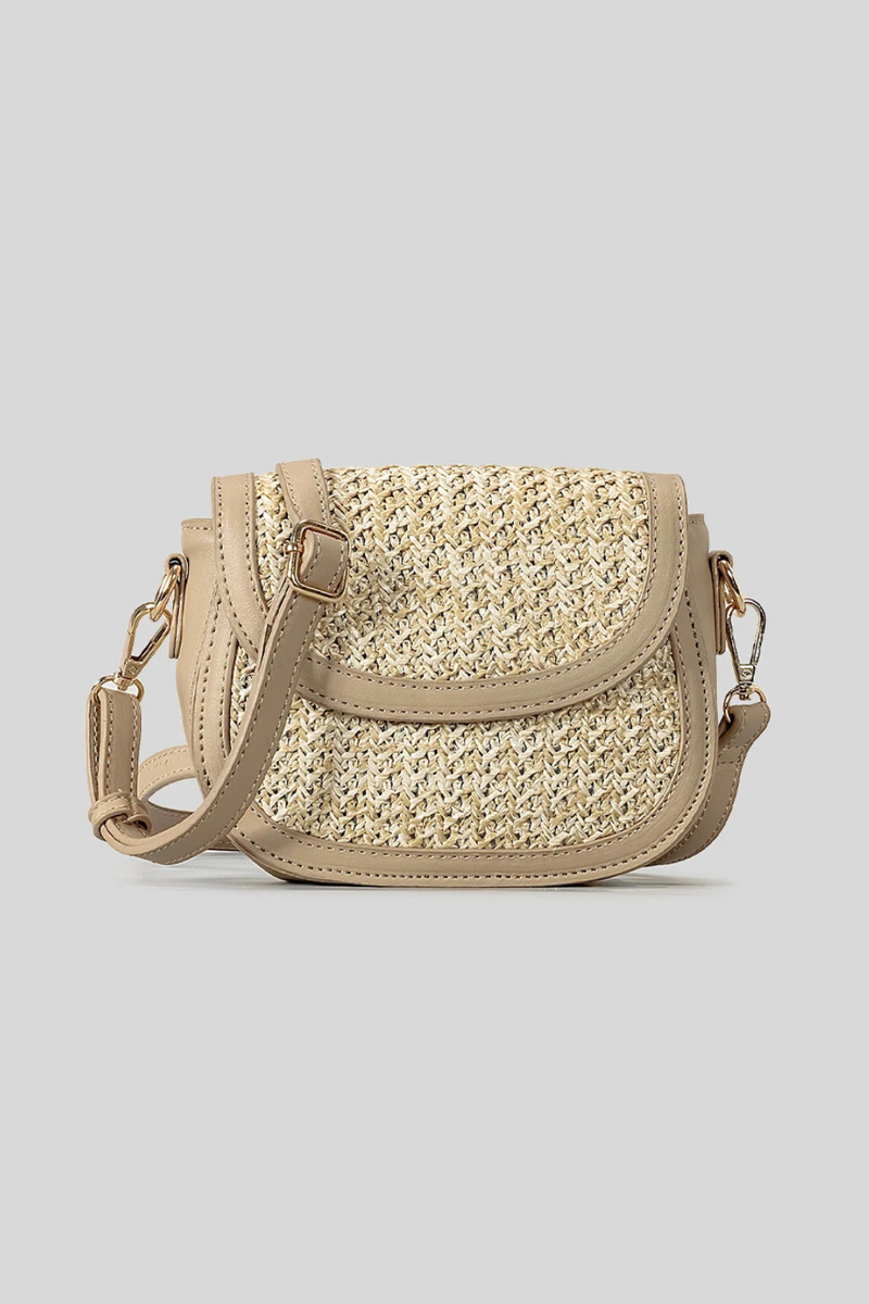 Saddle Women Shoulder Bags Luxury Patchwork Weave Crossbody Bag Summer Beach Small Flap Bag