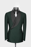 Men's Jacket Black Shawl Lapel Slim Fit Double Breasted Suit Wedding Tuxedo Blazer