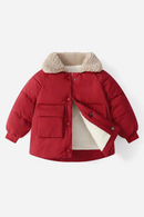Winter Children's Warm Cotton-padded Jackets Kids Baby Lamb Wool Collar Thickness Coats Girls Boys Short Outerwear