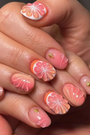 Summer Nails Pink Short Round False Starlight Design Full Cover Nail Art Wearable Press on Nails