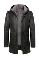 Leather Jacket Men Whole Mink Fur Parkas Men Mid Long Hooded Fur Casual Winter Coats for Male Tops