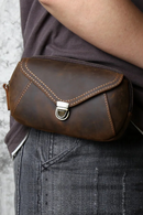 Retro Leather Men Mobile Phone Bag Leather Waist Bag Top Layer Clutch Cross-body Shoulder Bag