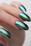 Glossy Almond Press on nails Short Chrome Manicure Reusable False Acrylic Nail Art Tips