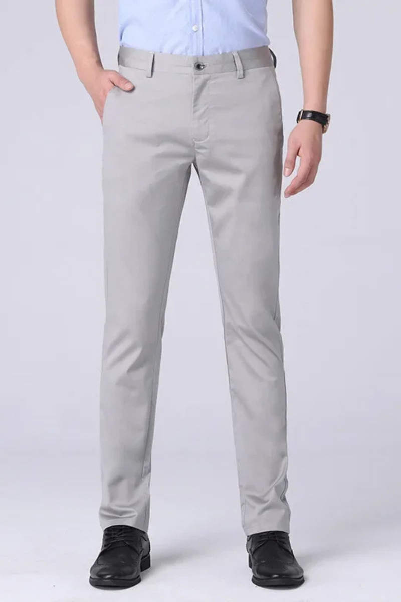 Summer Men's Casual Trousers Size Thin Pants for Male Straight Tube Slim Fit Solid Color Trouser