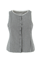 Obroi Black and white checkered sleeveless top on a white background