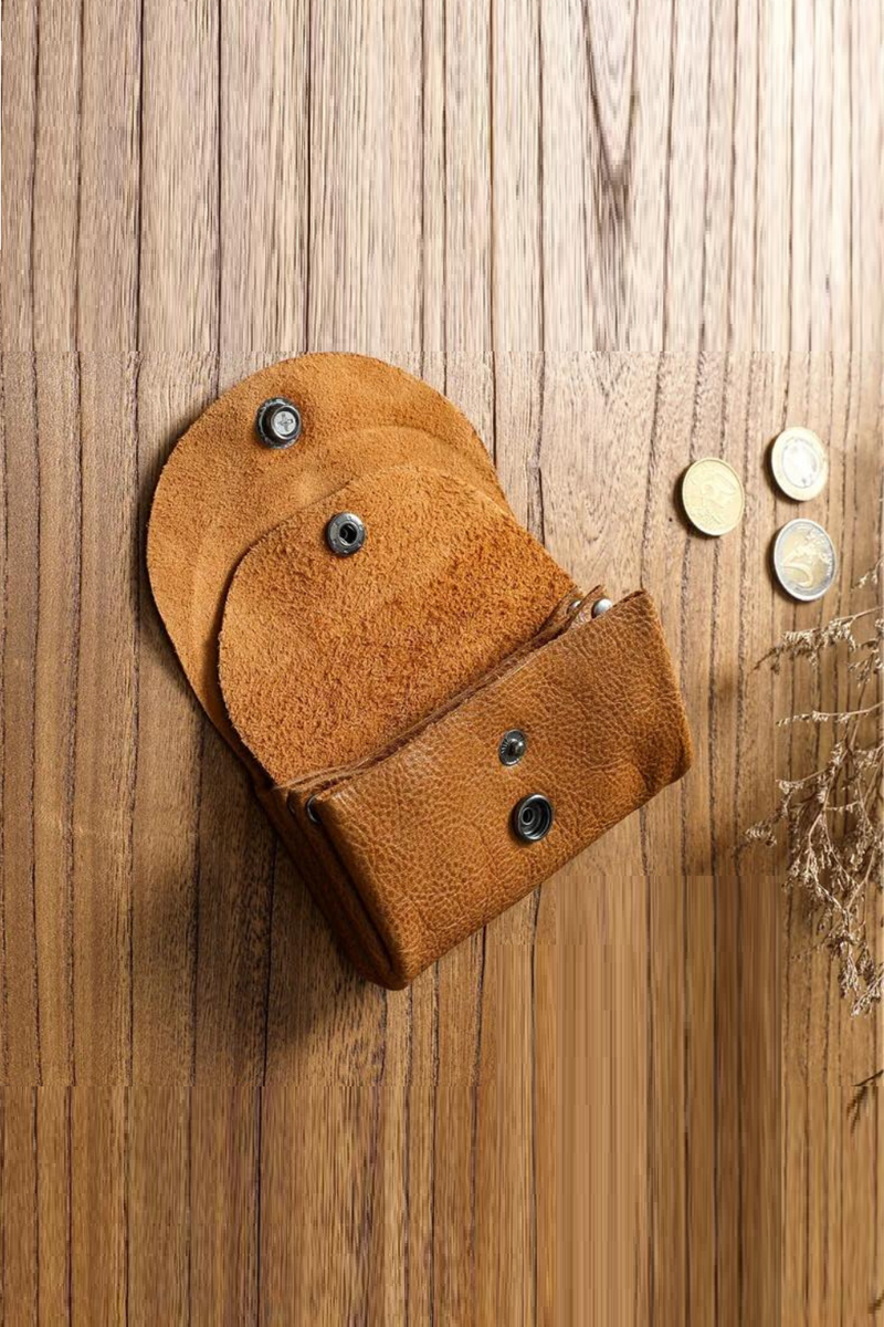 Genuine Leather Wallet  Vintage Original Purse With Coin Pocket Money Bag Card Holder