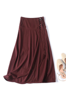 Spring Women Sarong With Buckle Red Midi Skirt Elegant Summer