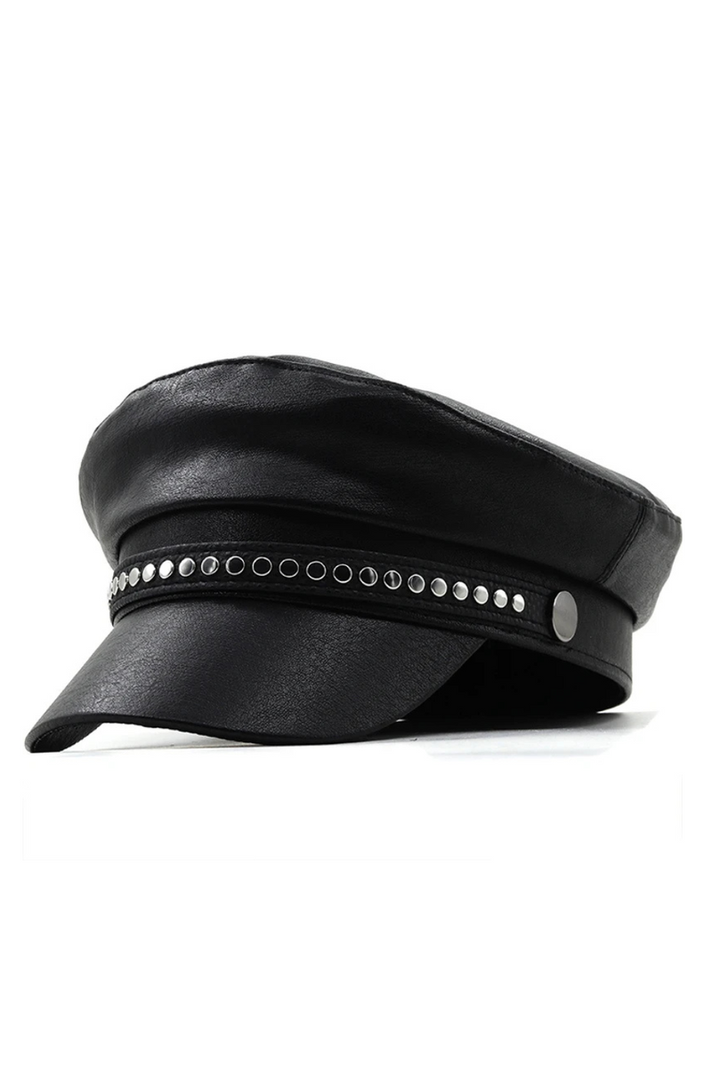 Women Ladies Autumn Winter Beret Hat Leather British Style Flat Top Octagonal Cap Adjustable Female