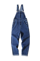 Men's Denim Bib Overalls Classic Cargo Jeans Loose Coveralls Suspenders Jumpsuits