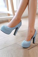 Women Pumps Spring Elegant Casual Dress Shallow Mouth Round Head Square High Heels Lady Shoes