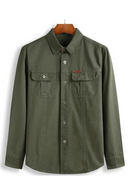 Men's Regular-Fit Long-Sleeve Solid Shirt Men's Fat Military Work Shirts