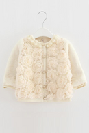 Baby Toddler Faux Coat Girls Winter Warm Jacket Snowsuit Children outerwear full of Flowers Pearls Collar Kids Clothes