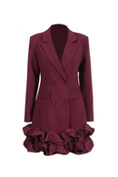 Elegant Chic Dresses for Women Notched Collar Patchwork Double Breasted Mini Dress Female