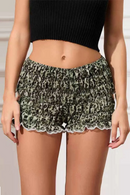 Retro Kawaii Leopard Ruffle Shorts for Women Slim Fit Elastic Bloomers
