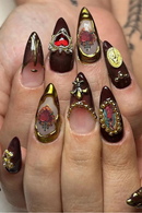 Heart-Shaped Gemstone Detachable Nail Tips In European-American Style 3D Cross Press-On Nails