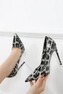 women Pumps Thin high heels Pointed Toe Shallow Slip-On Leopard women's