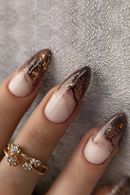 Nail Tips Coffee-brown Gradient Press on Acrylic Nails for Gluing Ready Simple False Nails Sticky Nails