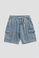 Summer Denim Shorts Cotton Loose Multi Pocket Shorts Men Short Blue Pants Casual Washed Cropped Short Jeans