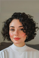 Highlight Black Short Kinky Curly Bob 13x1 C Part Lace Front Human Hair Wigs For Women