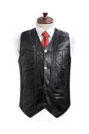 Men Motorcycle Jacket Leather Waistcoats Soft Black Vest High-end