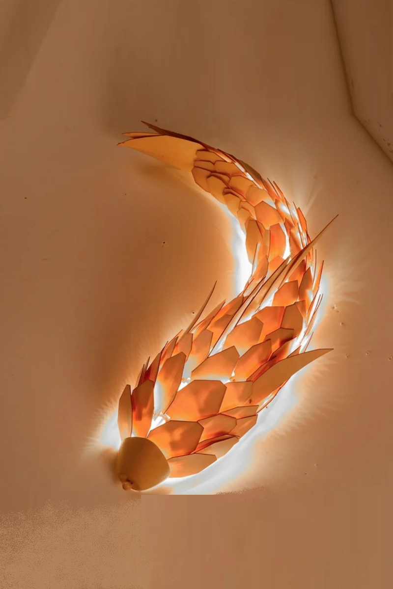 Nordic Modern Bamboo Led Wall Lamp Handwoven Big Fish Wall Lamp Living Room Art Wall Home Decoration