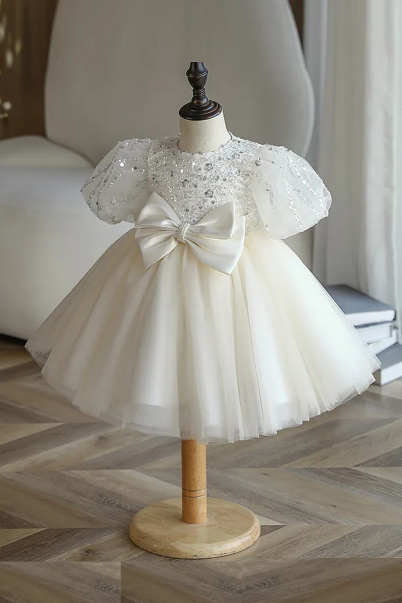 Spring Girls Princess Dress Toddler Baby Girls Baptism Christening Gown Party Wedding Princess White Tulle
